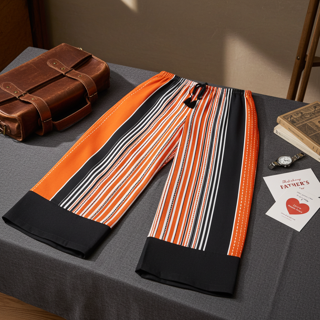 Afropolitan Colourblock Wide-Leg Pants – Orange, Black & White Striped Statement Trousers
