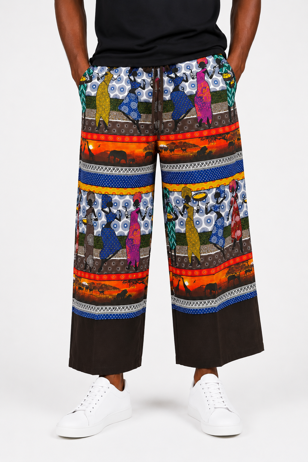 Afropolitan Safari Wide-Leg Statement Pants – African Heritage Print